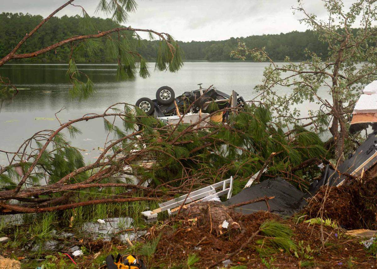 Twelve RVs were damaged during a suspected tornado on a Georgia military base, officials said.