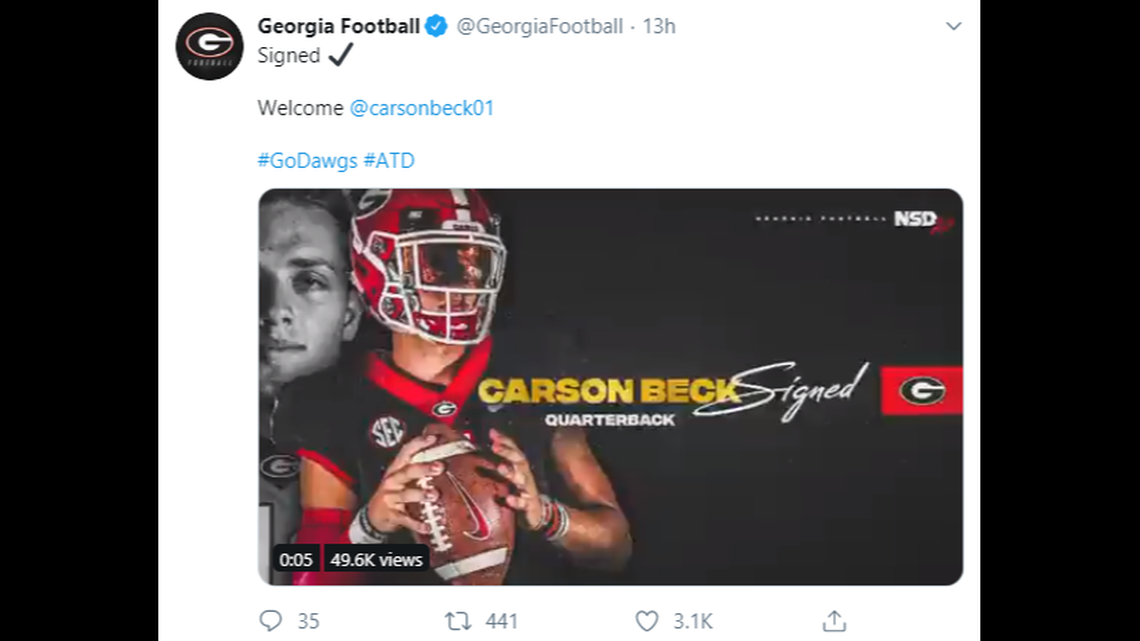 ‘Excited as I can be’: What to know about Georgia’s new four-star QB Carson Beck