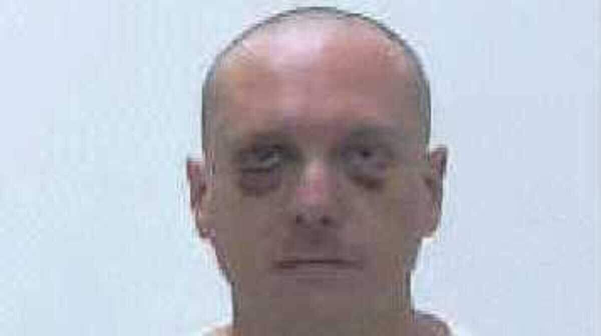 Prison mugshot of just-convicted child molester Jack Lance “Jay” Hutcheson, who was reportedly beaten in the Bibb County jail on Aug. 20 before his transfer into the state prison system.