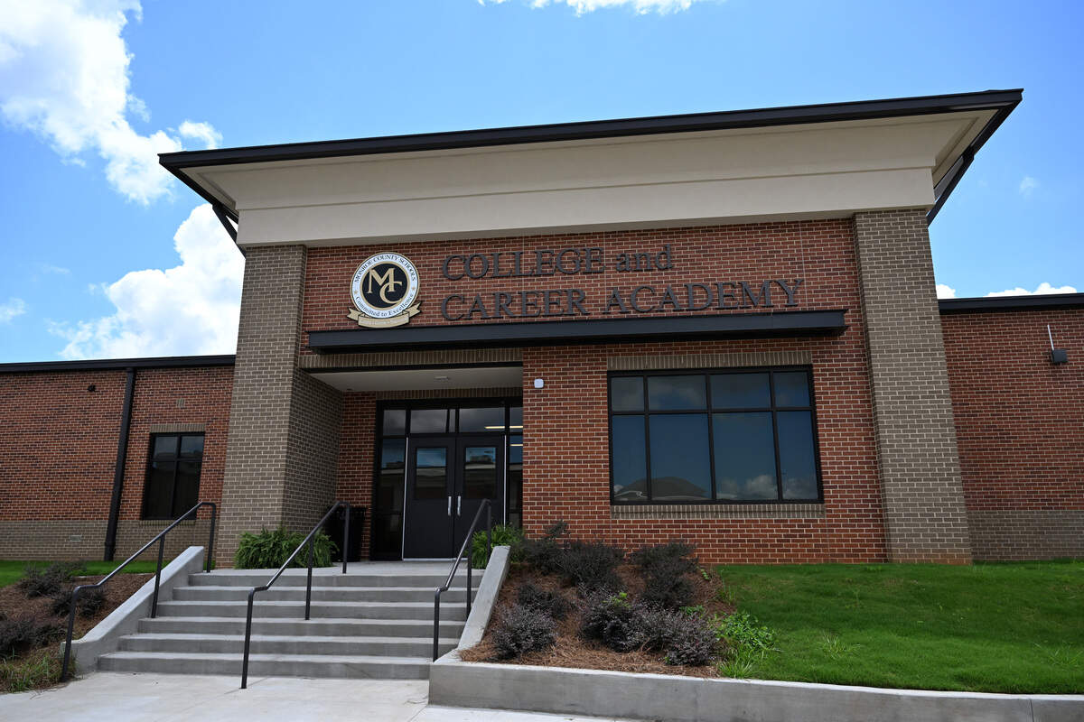 The Monroe County College and Career Academy sits off Brooklyn Avenue on Thursday, Aug. 15, 2025, in Forsyth, Georgia. The new facility welcomed students on Aug. 1 and offers updated, state of the art career training. 