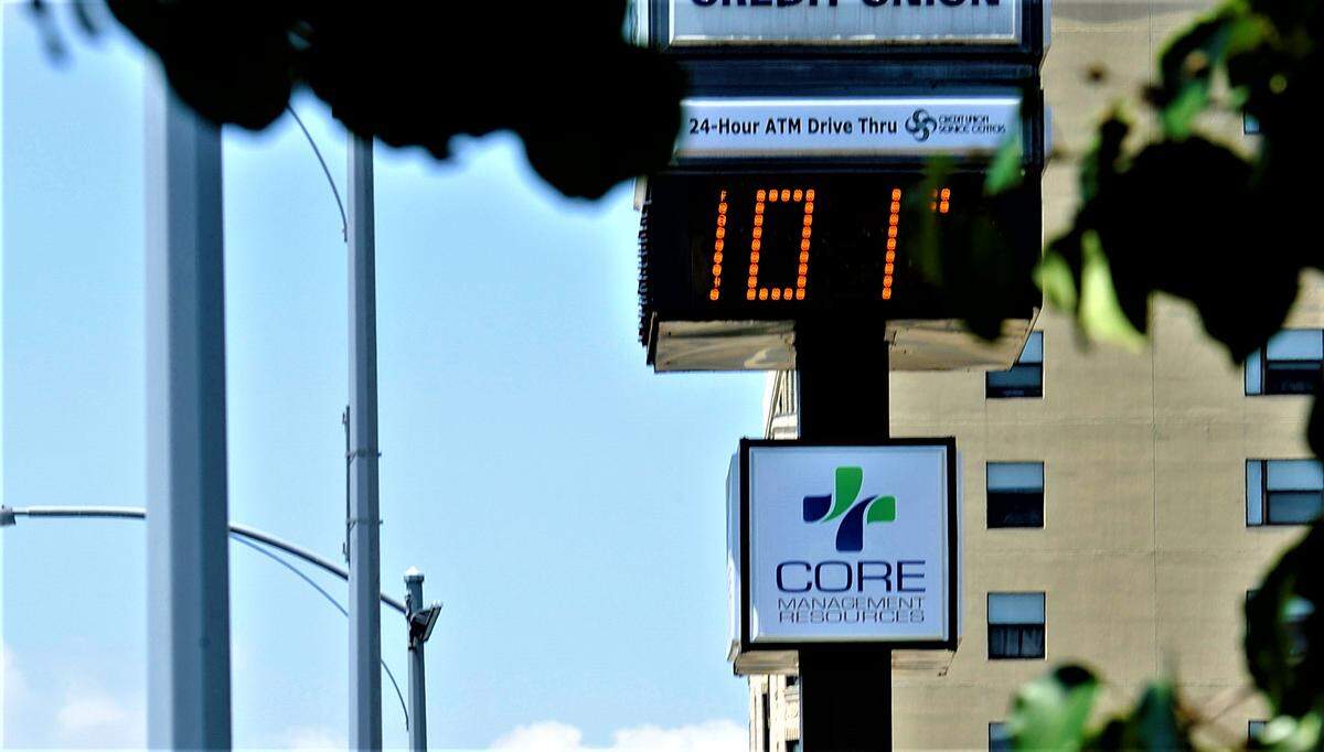A Telegraph file photograph from summer 2011 of a temperate reading in downtown Macon.