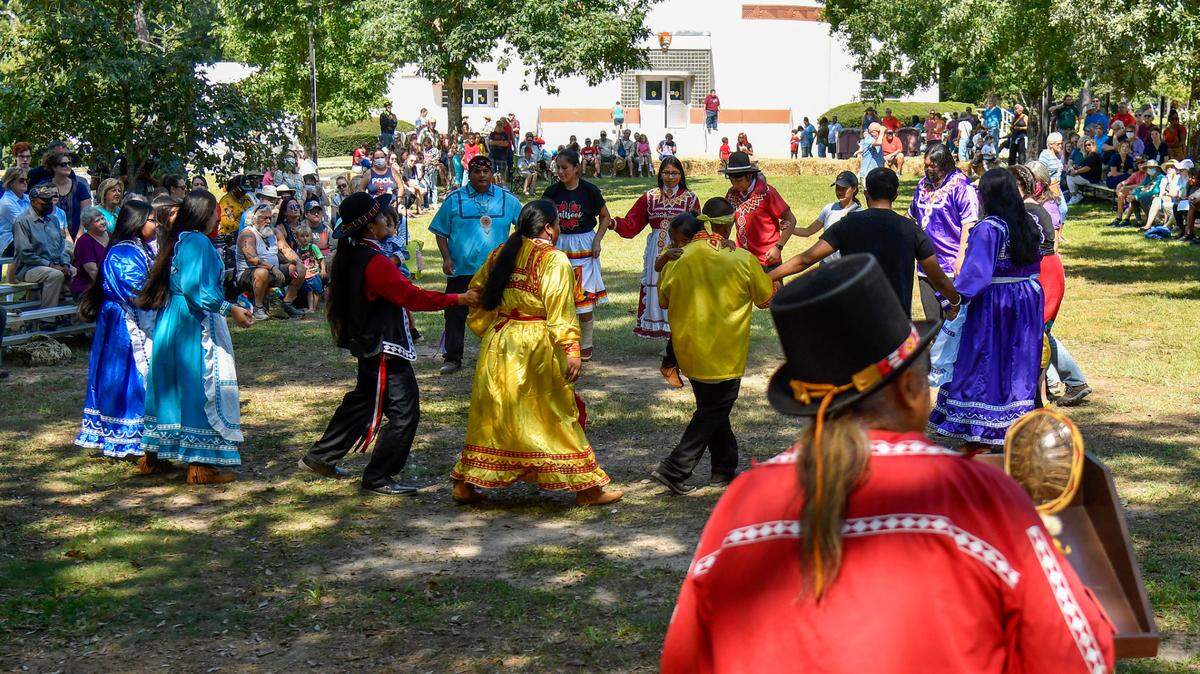 The Mystic Wind dancers of the Mississippi Choctaw perform for visitors of the Ocmulgee Indigenous Celebration in this Telegraph file photo. This year’s celebration is slated for Saturday and Sunday.