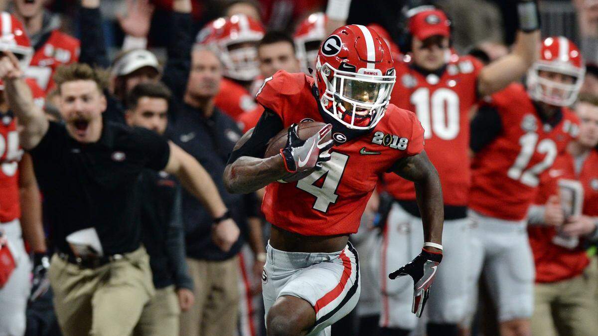 Mecole Hardman scores an 80-yard touchdown in the national championship against Alabama.