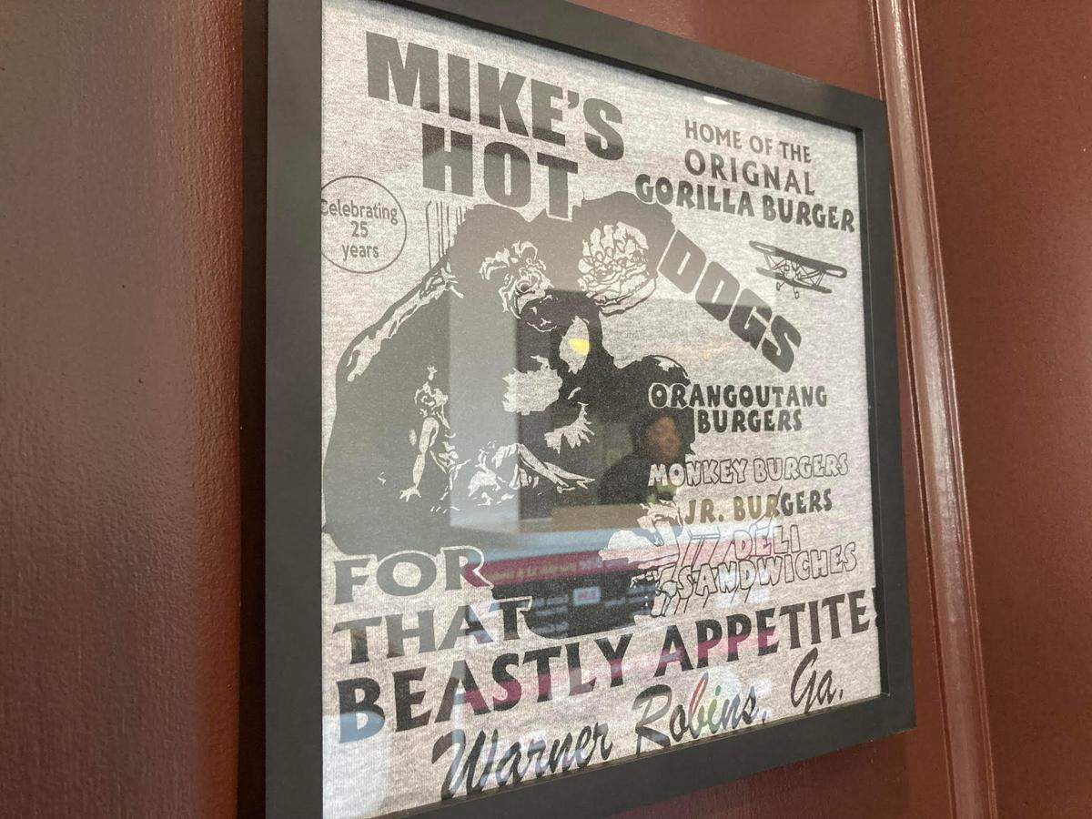 A framed Mike’s Hot Dogs & Hamburgers T-shirt hangs in the new Baldinos Giant Jersey Subs in Warner Robins. The former quirky and iconic restaurant was housed in the building that is now home to the new Baldinos.