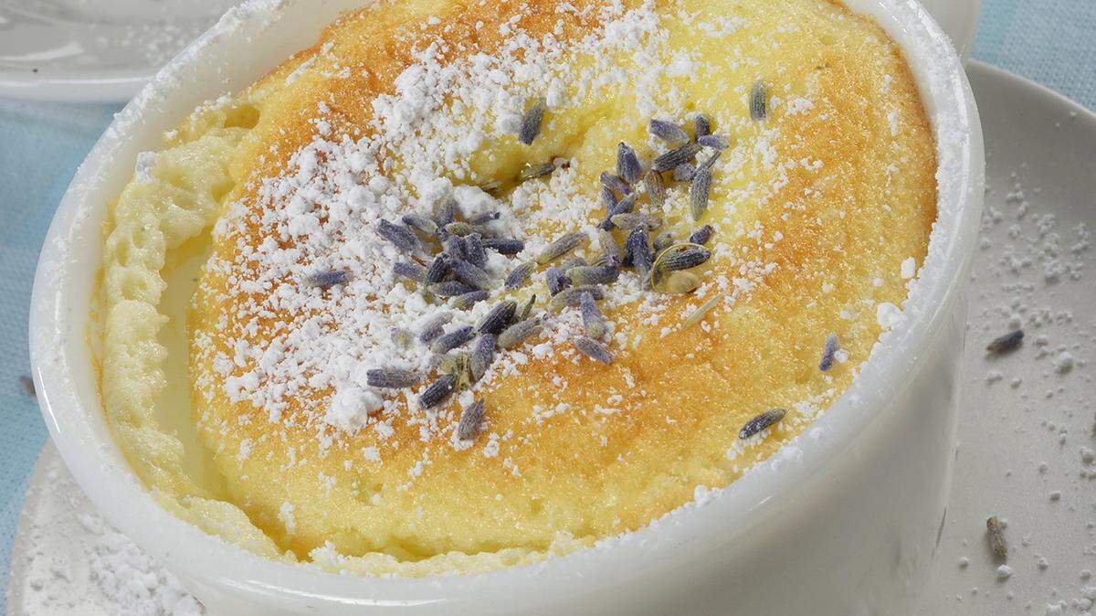Teacup lavender-lemon souffles.
