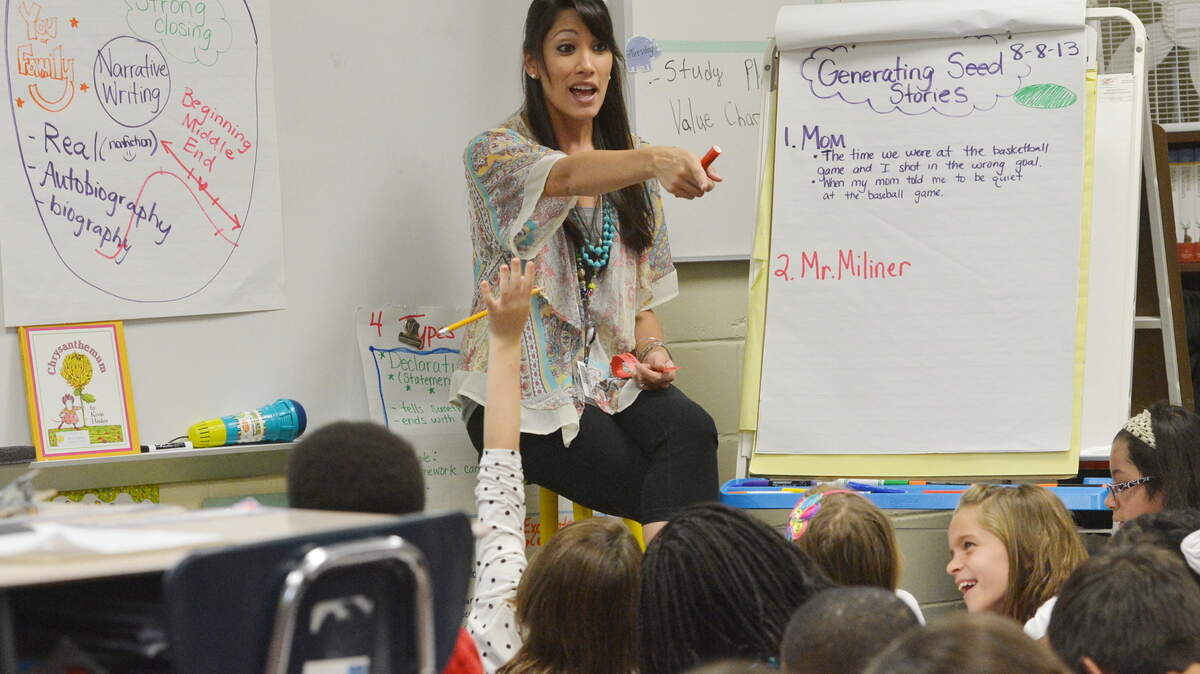 BEAU CABELL/ THE TELEGRAPHAmanda Miliner teaches a writing exercise at Miller Elementary School in 2013.