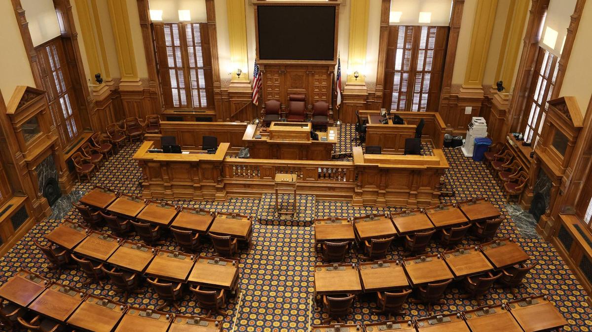 The Georgia Senate chamber sits inside of the Georgia State Capitol on Saturday, Jan. 4, 2025, in Atlanta, Georgia.