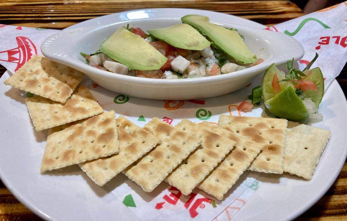 Ceviche may be ordered with shrimp, tilapia or a mix of the two at Medina’s Mexican Grill in Warner Robins. The seafood is marinated in lime juice with tomatoes, cucumber, avocado and pico del gallo.