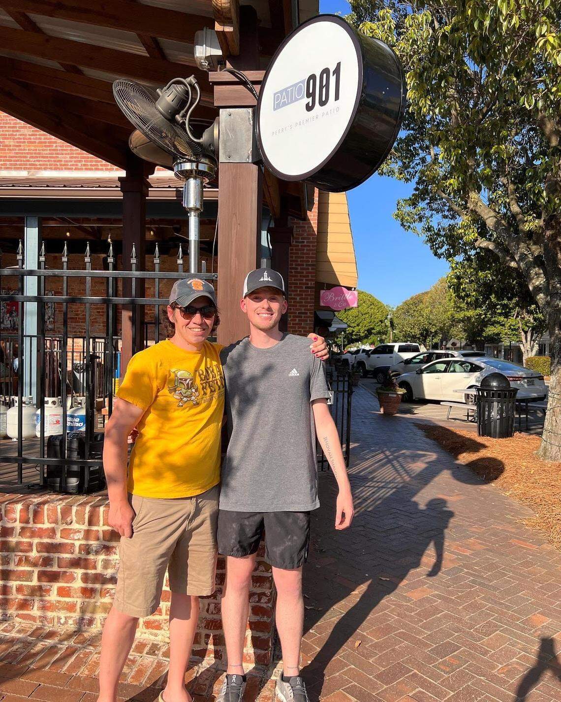 From left, Eric Schultz and Charlie Shimp rebranded their popular outdoor venue in downtown Perry. Welcome Patio 901: Perry’s premier patio, formerly Hazard’s on the Green.