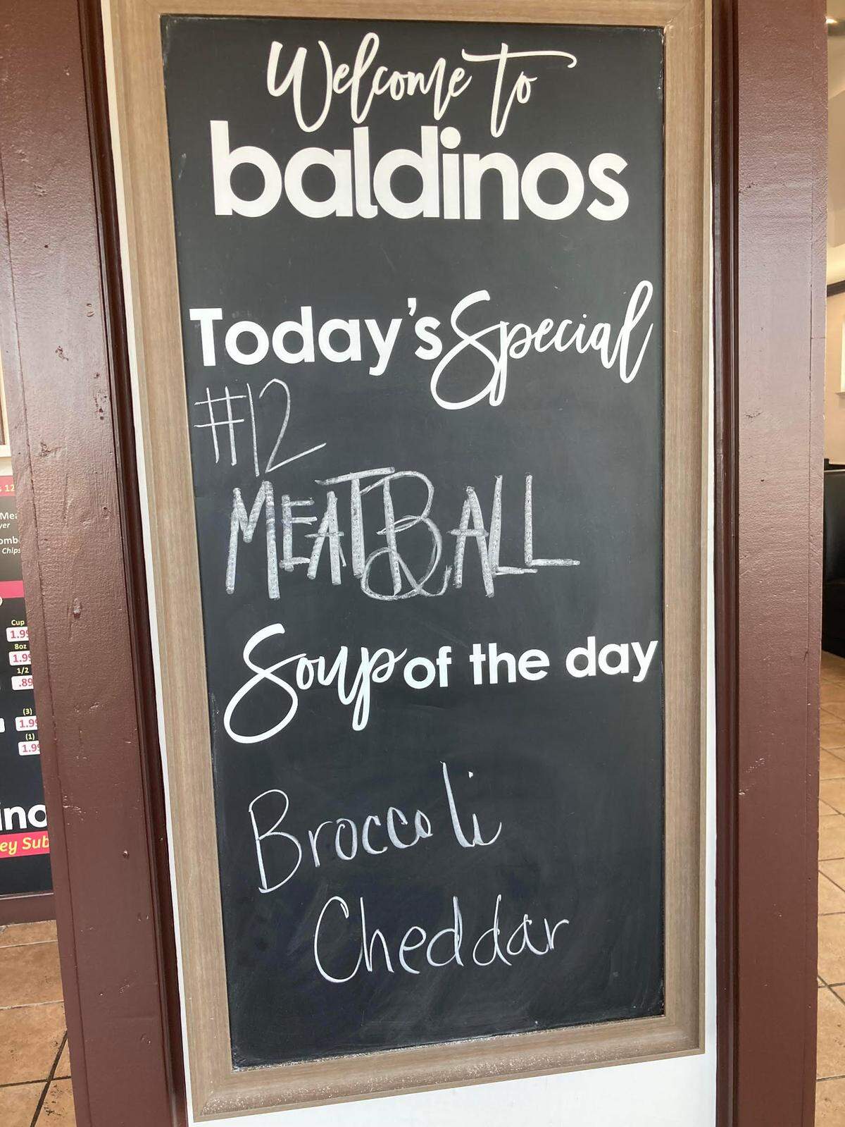 The daily special board at the new Baldinos Giant Jersey Subs at 823 Russell Parkway in Warner Robins.