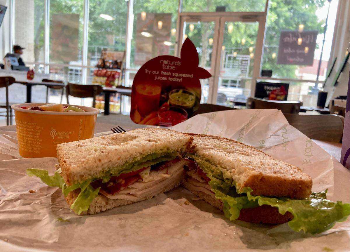 A California Club sandwich and a fruit cup at the new Nature’s Table at 781 Spring St., Suite 104, below the Lofts at Navicent in Macon.