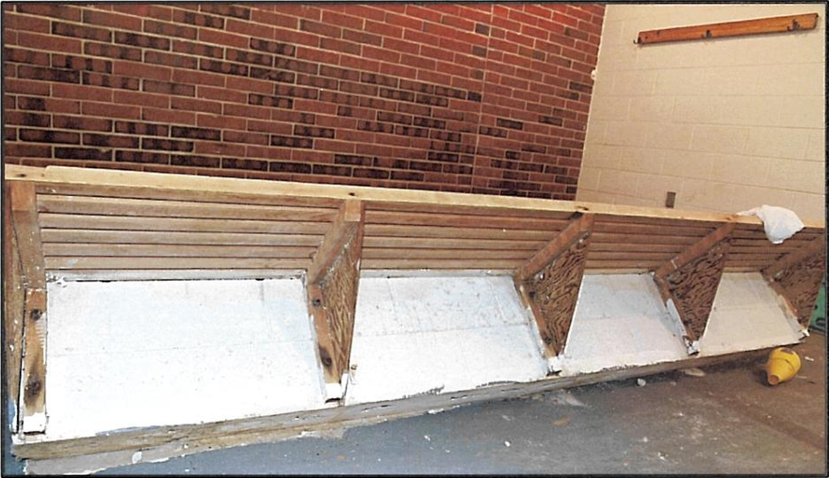 This partition wall at the bathroom of a Robins Air Force Base pool fell on top of 14-year-old Gabriel Stone and his friend on July 22, 2024. Stone died from his injuries, prompting an Air Force investigation