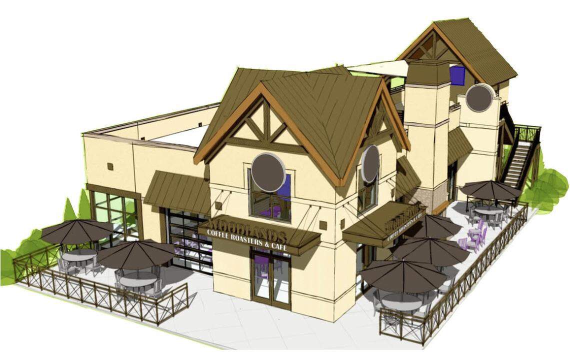 Architectural drawing of the planned Woodlands Coffee Roasters & Cafe coming to Warner Robins.