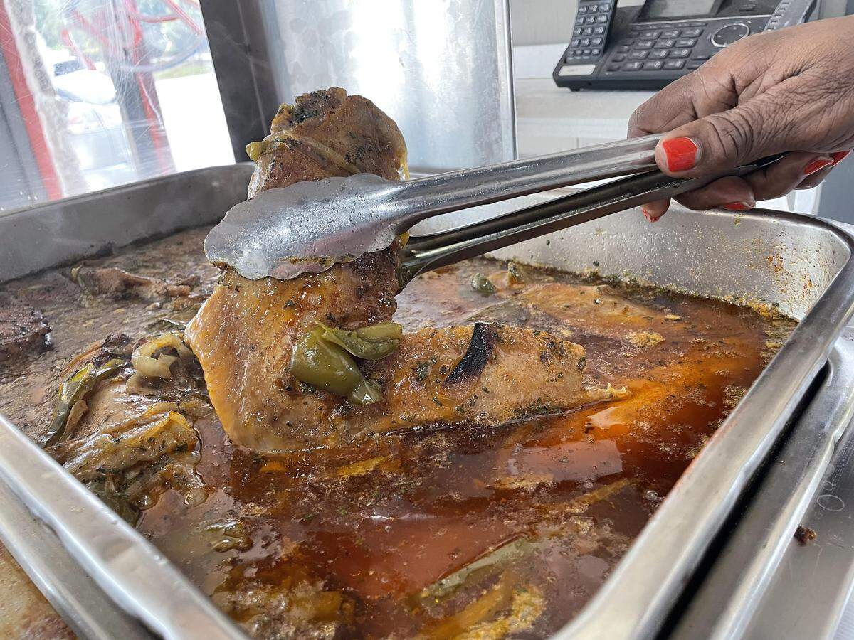 A turkey wing ready to be placed on a plate at Creative Cooking, a new restaurant in Warner Robins that serves up Southern food.