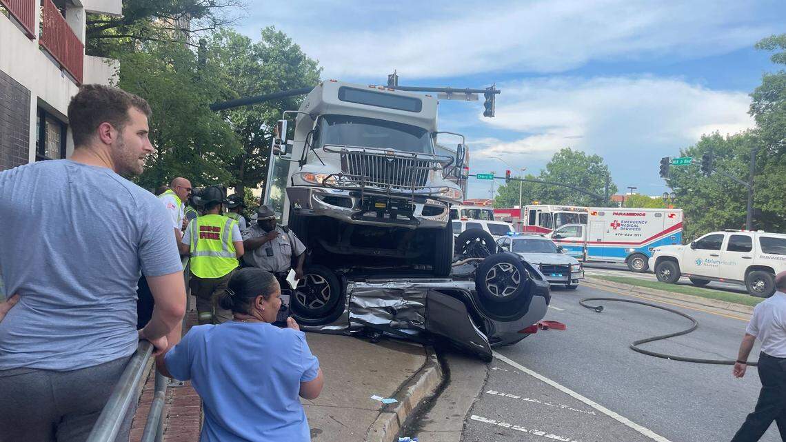 An MTA bus and a Subaru collided at the intersection of Cherry Street and MLK, sending eight people to a local hospital.