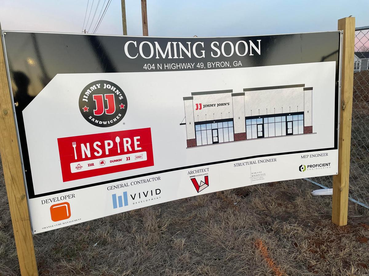 A new Jimmy John’s is coming to 404 North Ga. 49 in Byron. The building that will house the sub sandwich shop also has another available retail space.
