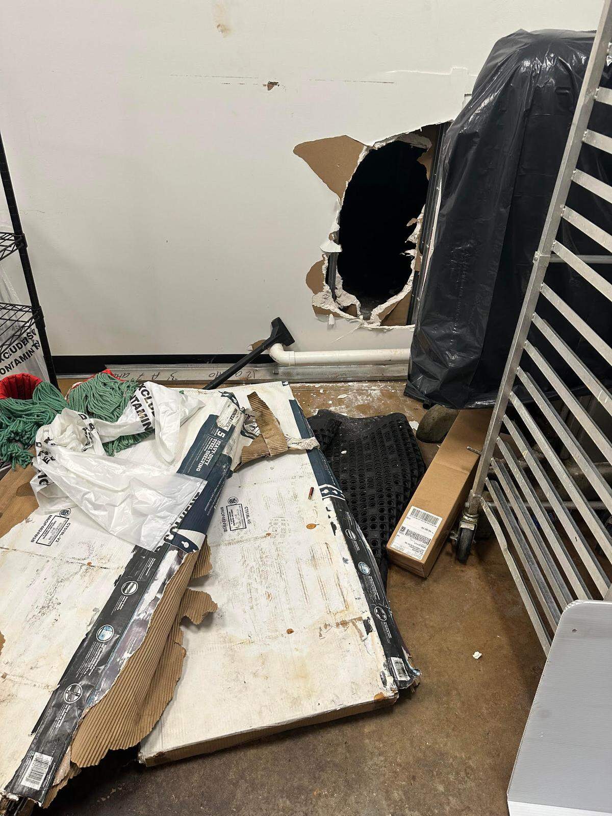 Early Wednesday, burglars broke into Keene’s Kafe in Macon by cutting a hole into a supply closet in the back of the building and then into the restaurant and next into the convenience store, said the restaurant’s owner, Jonathan Keene.