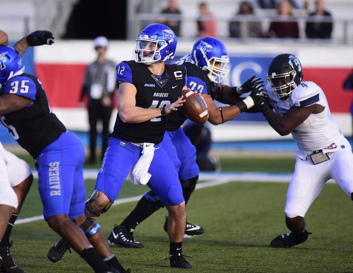 Middle Tennessee quarterback Brent Stockstill (12) looks to throw downfield against Old Dominion in 2017.