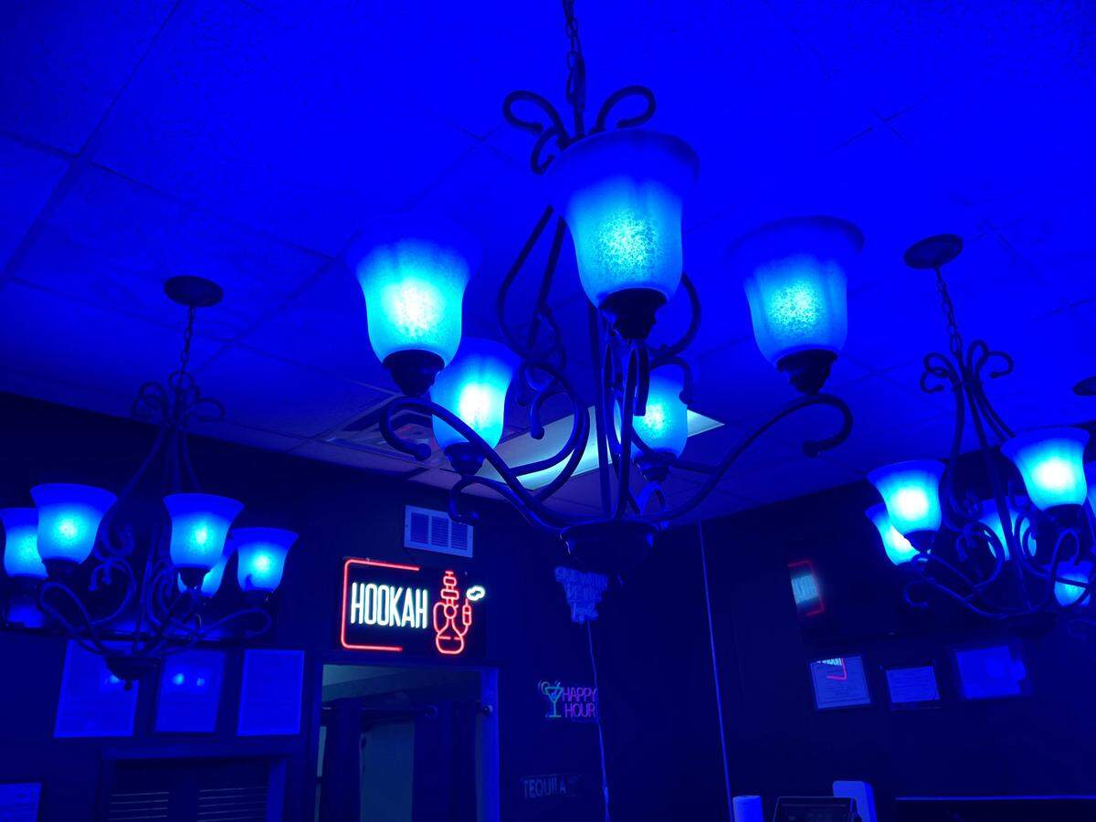 Lights over the bar at Pure Lounge 25 at 115 Margie Drive, Suite A, Warner Robins.
