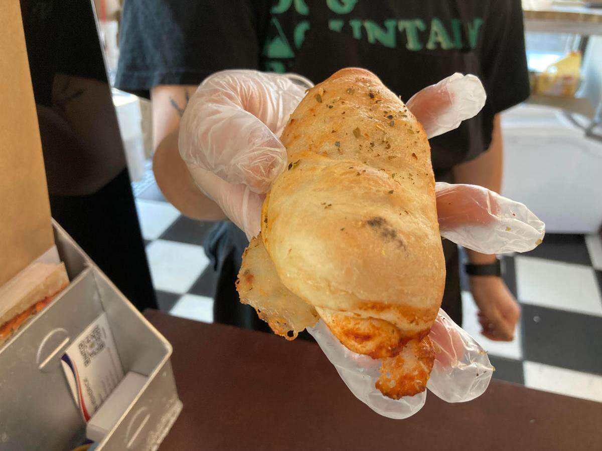 A pepperoni roll at the new Baldinos Giant Jersey Subs in Warner Robins. The pepperoni rolls are unique to the Warner Robins and Macon locations owned by Andy and Jan Clark of Macon.