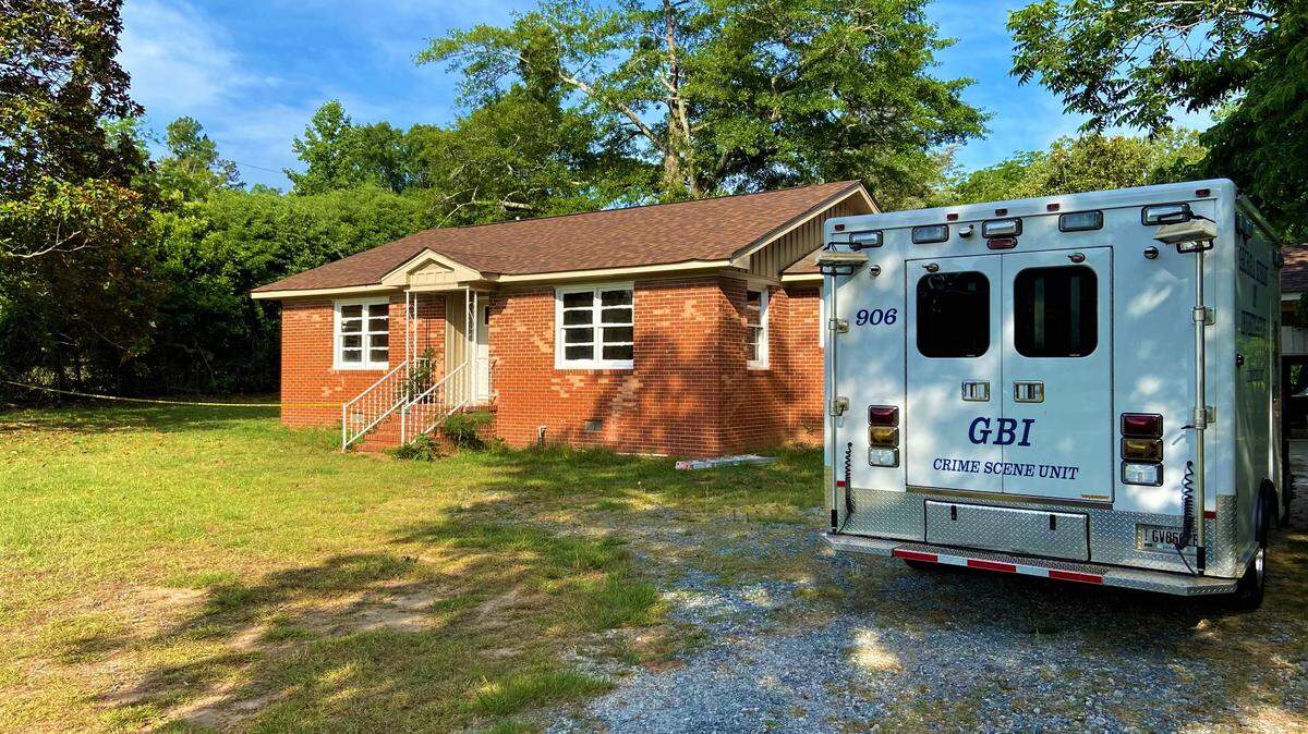 The scene in Devereux in Hancock County where sheriff’s investigators and the GBI were called Friday evening about a dead body found there.