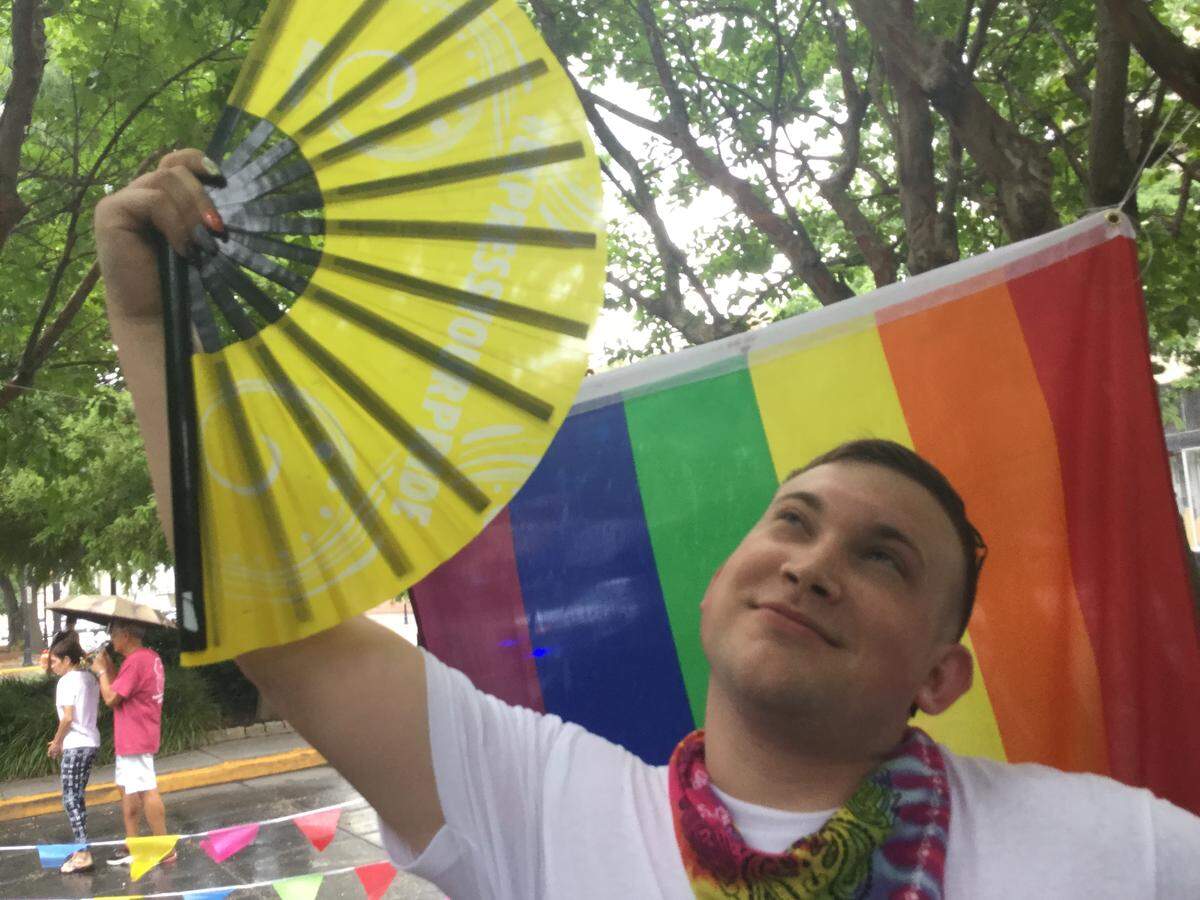 Joshua Arrington of Wrens joined Downtown Macon Pride on Saturday as part of Pride Month to celebrate the LGBTQ community. “It’s just a good place to be able to express yourself and be who are you - especially for the younger generations who didn’t grow up the way a lot of us did with having to hide who were growing up,” Arrington said. “I think it’s important for the young generations to know it’s OK to be who you are.”