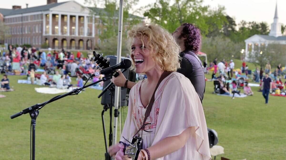 Molly Stevens (center) brought her Nashville band "Me and Molly" to perform at the Party on the Green Sunday for the Cherry Blossom finale in April 2016.
