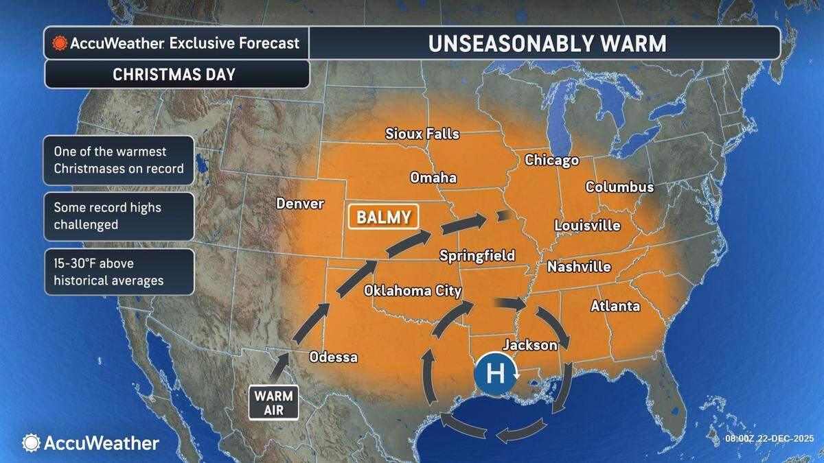 Christmas Day 2025 weather outlook.