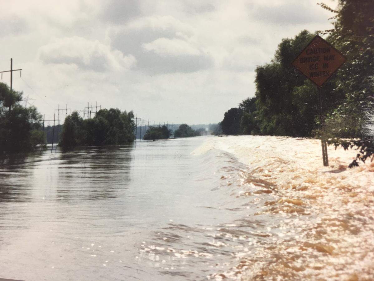 Photo of Highway 96 during the 1994 Macon Flood.