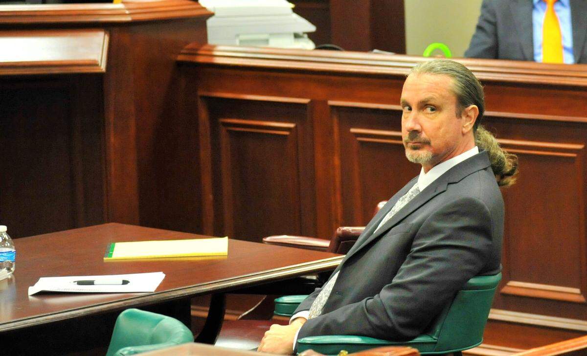 Marcus Lillard in Baldwin County Superior Court on Monday, the first day of jury selection in his murder trial. He is accused of felony murder during an aggravated assault and involuntary manslaughter in the alleged strangulation death of UGA professor Marianne Shockley.