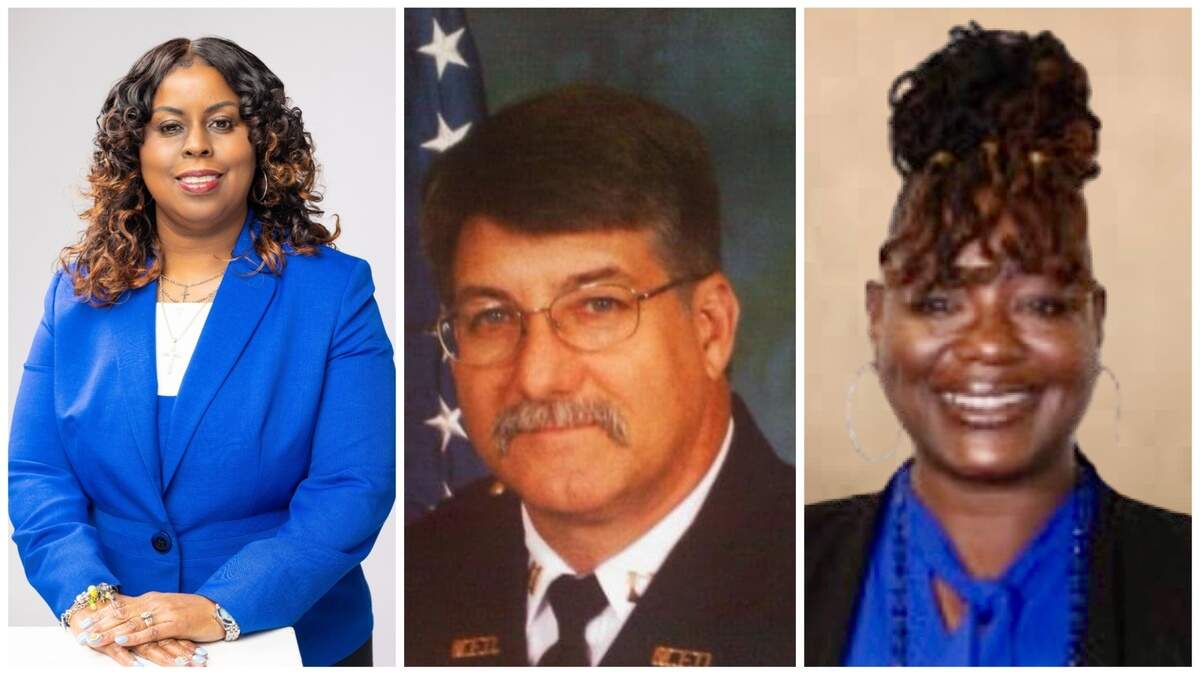 Donice Bryant (left), Daniel Angelo (center), Michelle Parks (right) and Kim L. Jenkins (not pictured) are running to replace outgoing commissioner Virgil Wakins Jr. 
