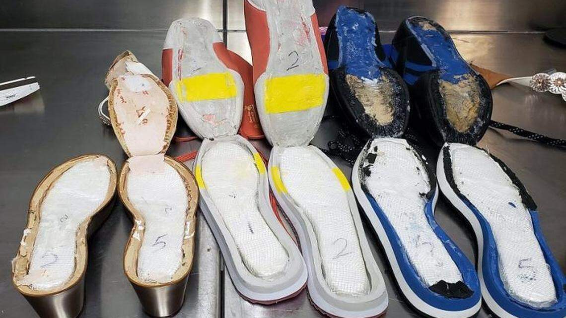 U.S. Customs and Border Protection says it found seven pairs of shoes with cocaine stuffed in the bottoms at a Georgia airport this week.