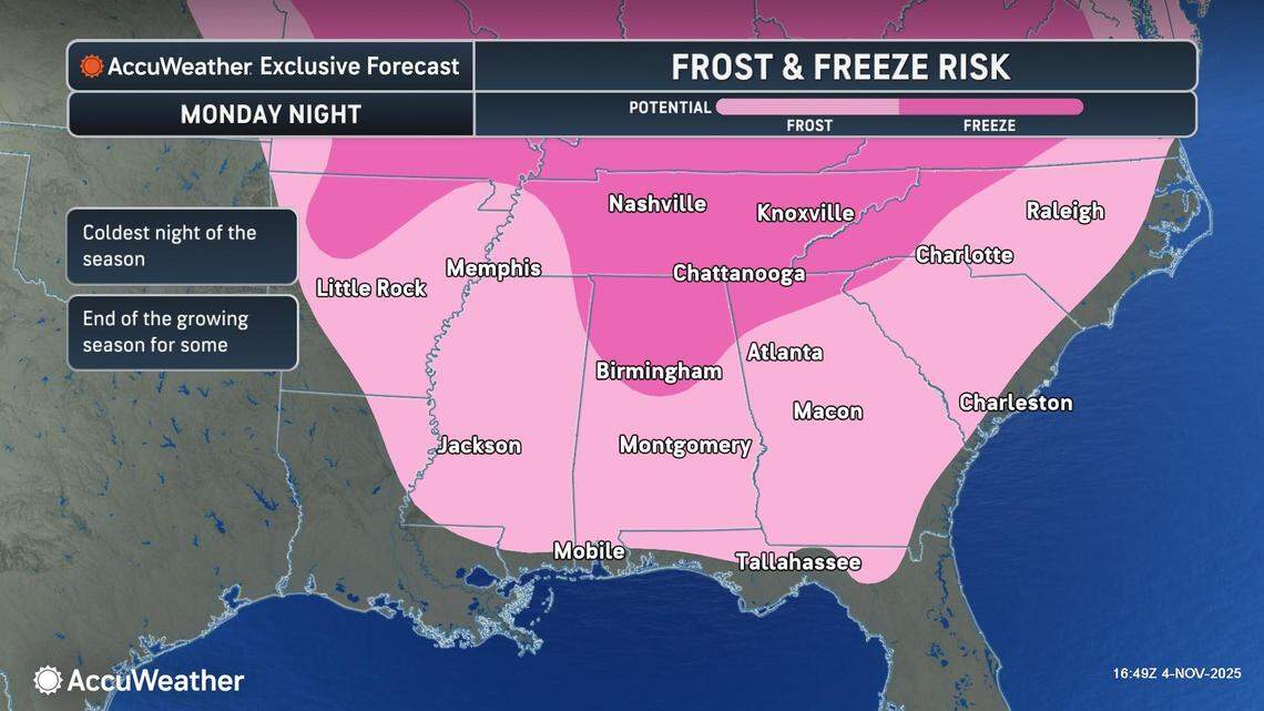 Frost and freeze risk for GA next week.