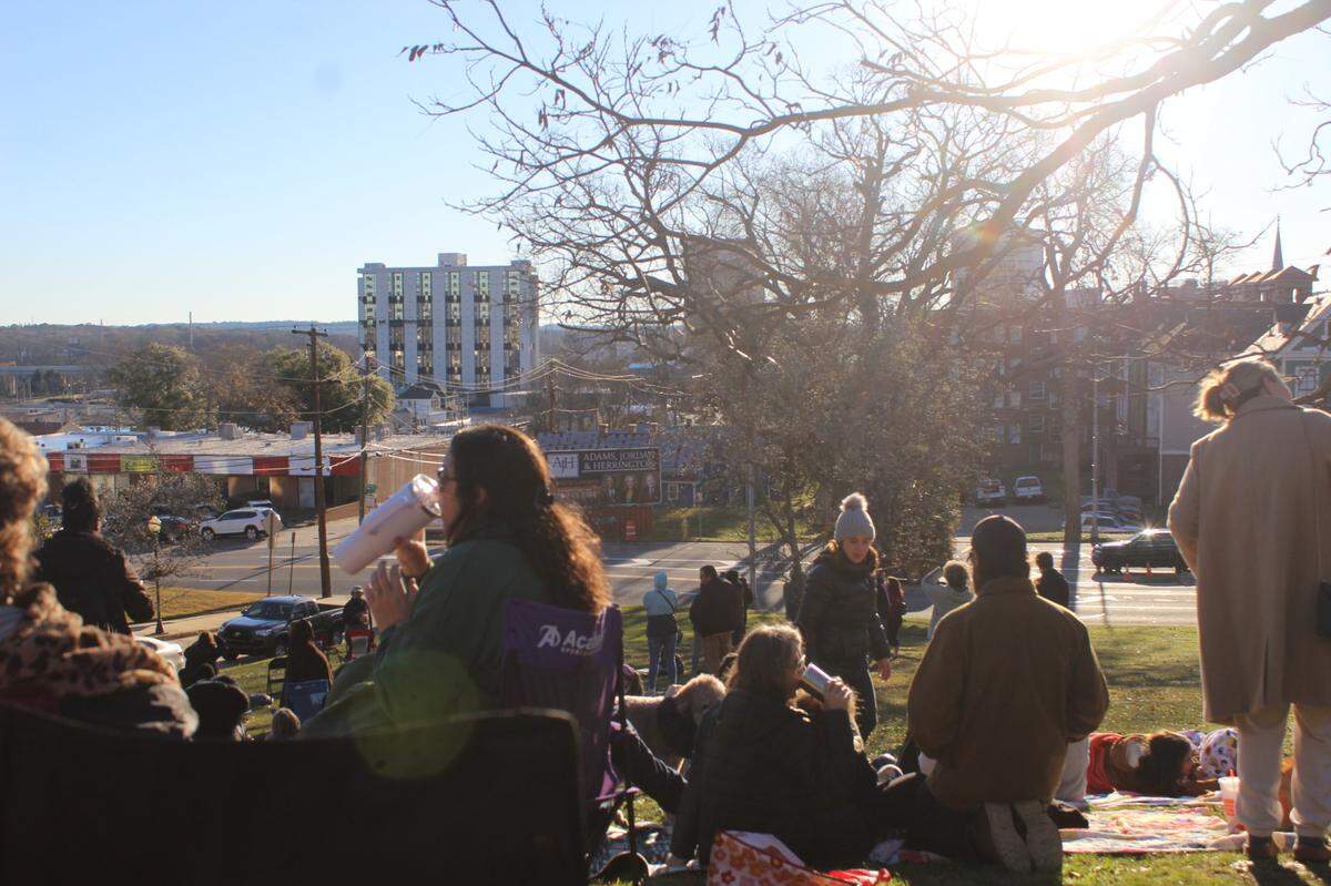 Hundreds of people gathered at Coleman Hill Park in downtown Macon, Ga. to watch a high-rise known as the old Ramada Hotel implode at 9 a.m. on New Year’s Day of 2025.