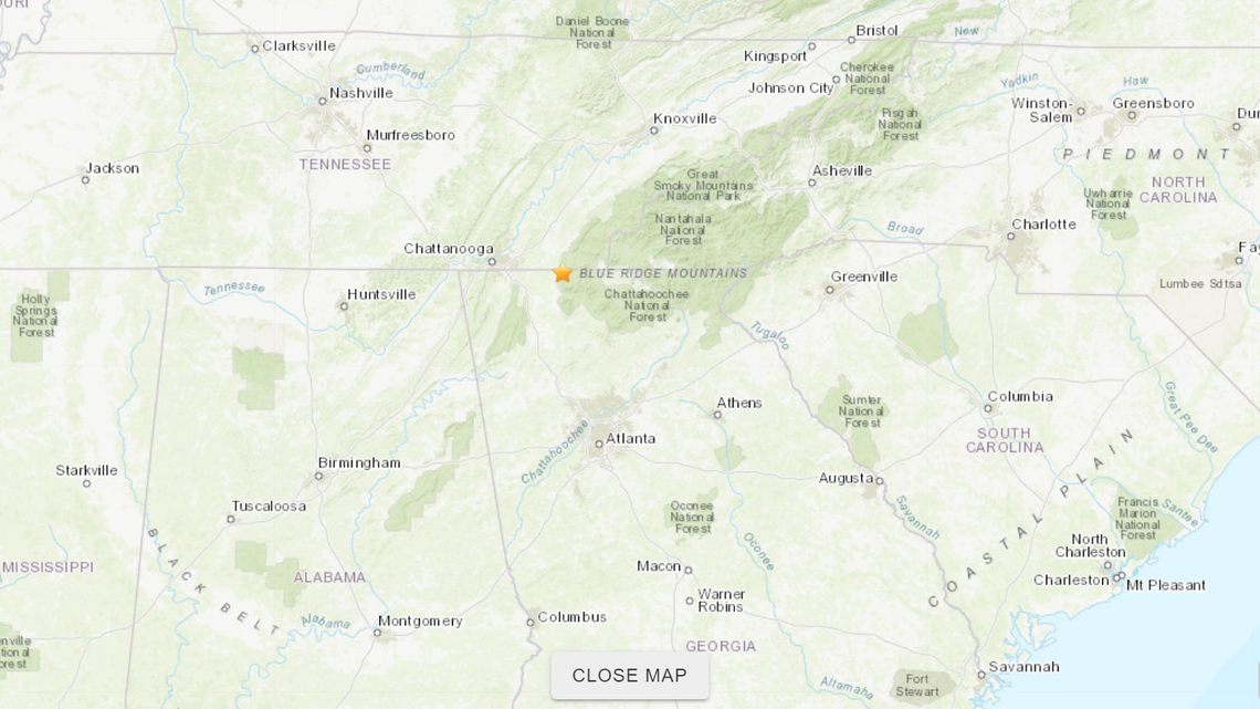 Dozens of people reported feeling an earthquake that hit near the border between Georgia and Tennessee.