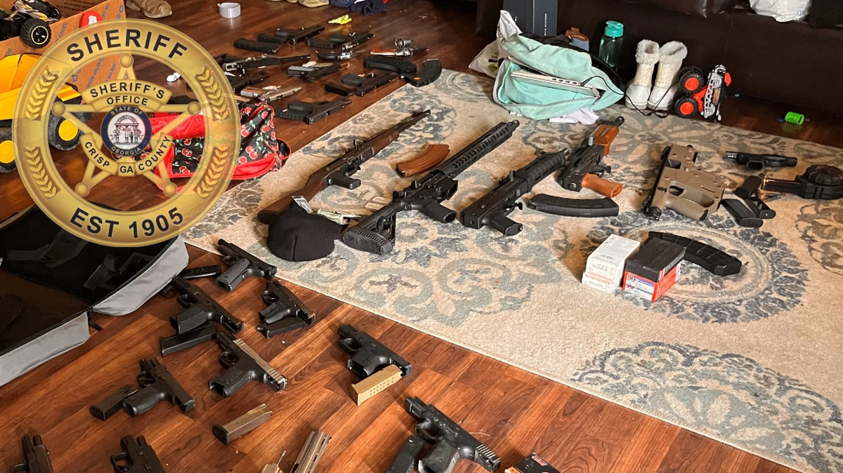 The 31 guns recovered by the Crisp County Sheriff’s Office in Rontavious Jackson’s home in Cordele on April 12, 2023. He and another assailant stole 62 guns from Howard’s Pawn and Jewelry on April 5, 2023, at around 3 a.m. Jackson pleaded guilty in federal court on Aug. 13, 2024.