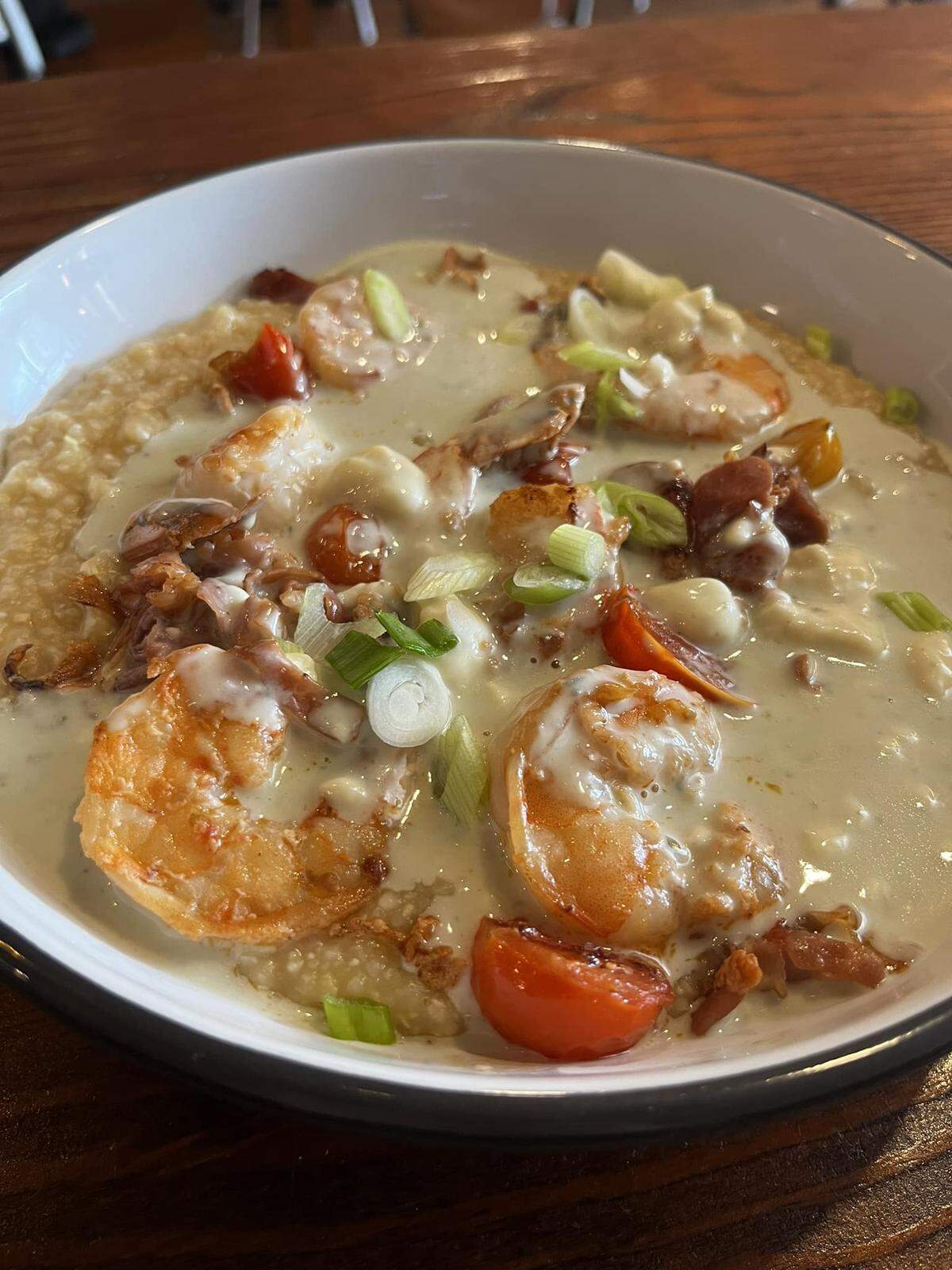 Spanish inspired shrimp and grits is just one of the many menu items at Braddock’s Cask & Table that has a modern twist on a traditional dish. The new restaurant will hold its grand opening Saturday in downtown Macon.