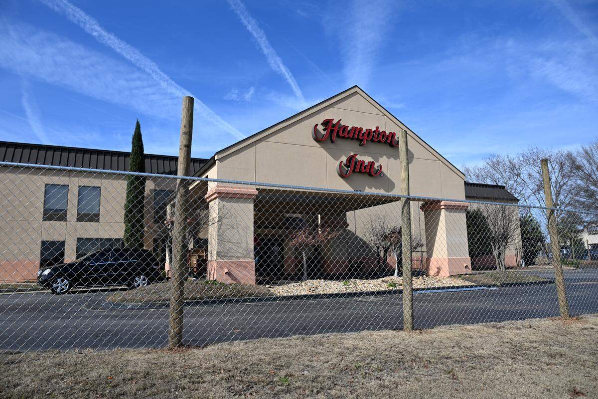 Fencing lines around the Hampton Inn in Perry ahead of its renovation.
