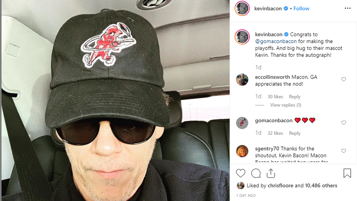 The Macon Bacon baseball team has a celebrity fan: Kevin Bacon