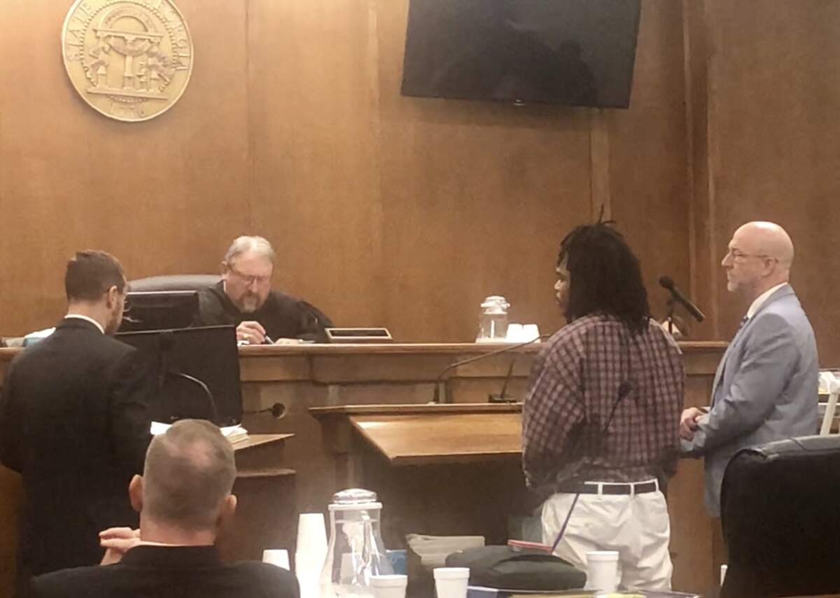 The scene in Bibb County Superior Court Judge Howard Z. Simms’ courtroom the afternoon of Nov. 2, 2018, when Quintavious Hutchings was sentenced.
