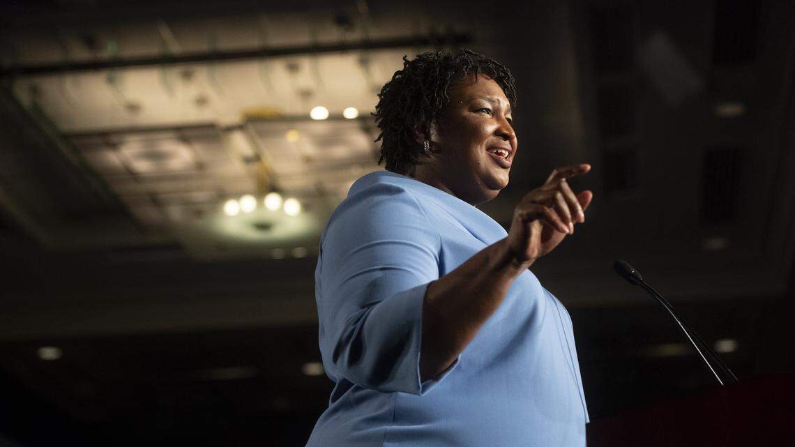 Georgia Democratic gubernatorial candidate Stacey Abrams addresses supporters during an election night watch party Nov. 6.