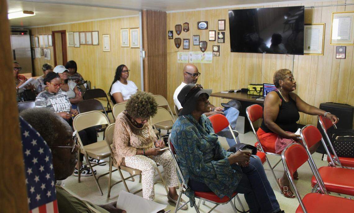 Around 15 people gathered during a NAACP Macon Chapter town hall meeting to hear updates from Bibb County and Georgia officials regarding concerns at the Bibb County Law Enforcement Center, food stamps and long court trials. The meeting was held on Thursday, May 9, 2025, at Antioch Missionary Baptist Church at 480 Greter Street in Macon.