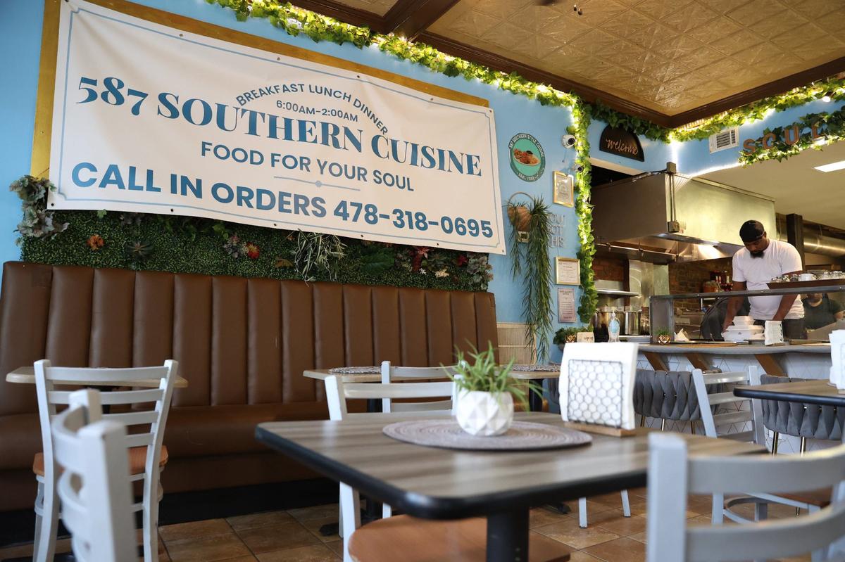 578 Southern Style Cuisine sits off of 2nd Street on Friday, Oct. 4, 2024, in downtown Macon, Georgia. The new Macon soul food restaurant is open from early morning breakfast to late night dinner.