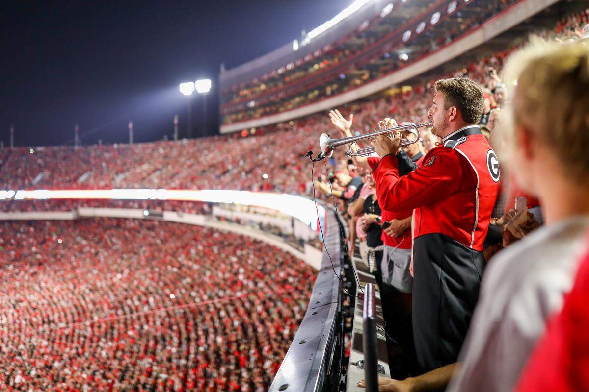 During the Bulldogs’ game against the Notre Dame Fighting Irish on Dooley Field at Sanford Stadium in Athens, Ga., on Sat., Sept. 21, 2019.