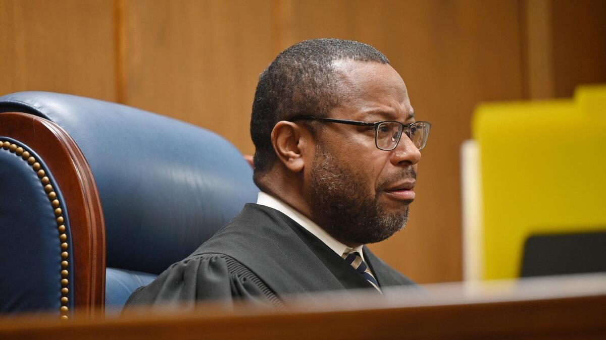 Macon Judicial Circuit Judge Jeffery Monroe listens to arguments in Macon resident Lateesha Riddle’s immunity hearing at the Bibb County Courthouse on Monday, Jan. 27, 2025 in Macon, Georgia. Judge Monroe denied Riddle’s motion for immunity from prosecution on Monday after hearing multiple testimonies in a 2022 case where Riddle fatally shot her husband, while Riddle said she acted in self-dense. The case will now go to a jury trial.