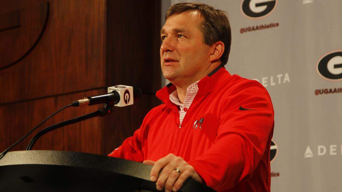 In this file photo, Georgia head coach Kirby Smart speaks during his National Signing Day news conference.