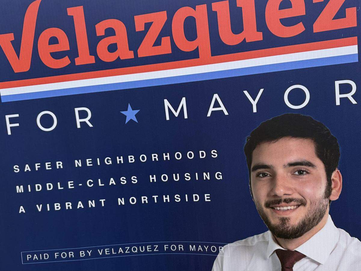 A closeup of campaign sign for Fabian Velazquez who’s attempting to unseat first-term incumbent LaRhonda Patrick for the mayor’s seat in Warner Robins.