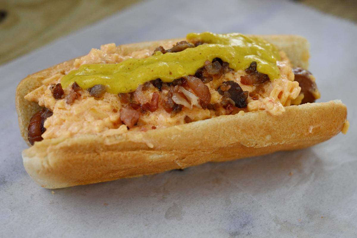 The Tybee Island Dog won the 2025 Judges’ Savory in the Georgia Fair Food Fight. The bacon wrapped hot dog features pimento cheese, bacon and topped with jalapeño mustard. 