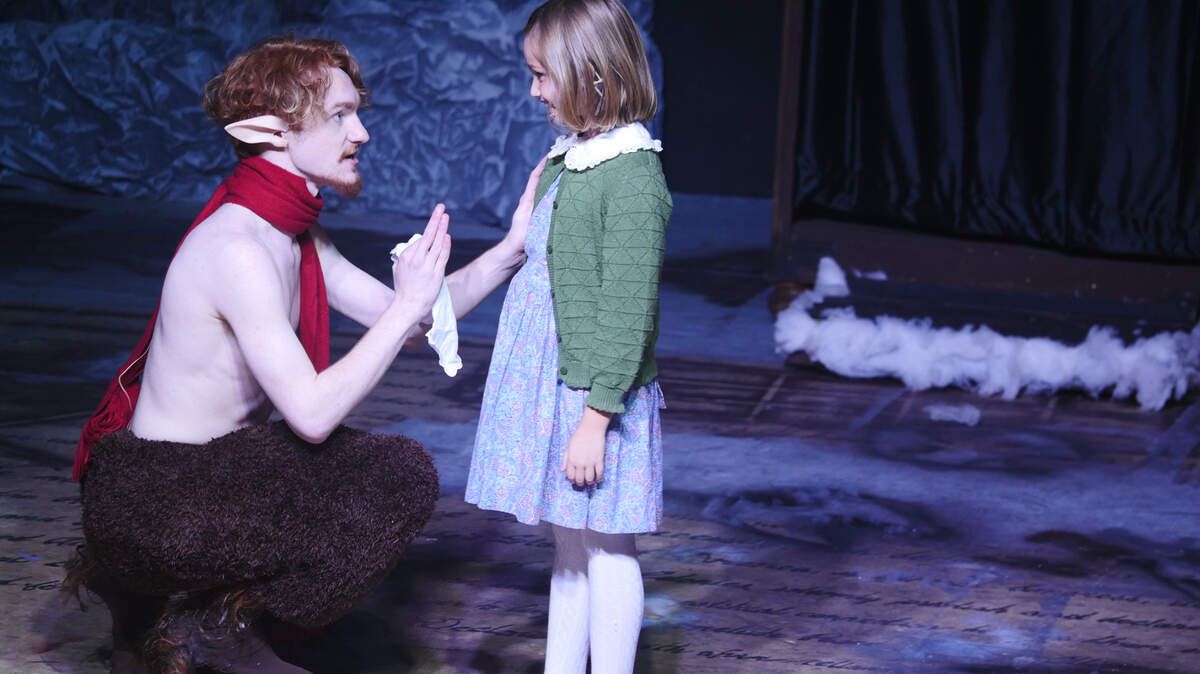 Rhede Haley-Simpson as Mr. Tumnus and Adele Milby as Lucy begin a long friendship in Narnia as the Perry Players present “The Lion, the Witch and the Wardrobe” now through Sept. 4