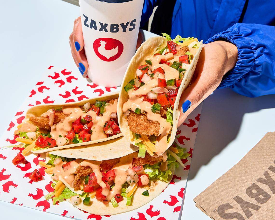 Zaxby’s new chicken finger tacos are a first for the Atlanta-based restaurant chain.